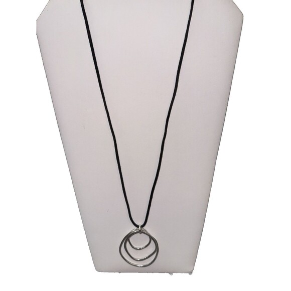 Baer SF Interconnected Circles Silver Tone Corded Adjustable Necklace 26-30" - Picture 2 of 10